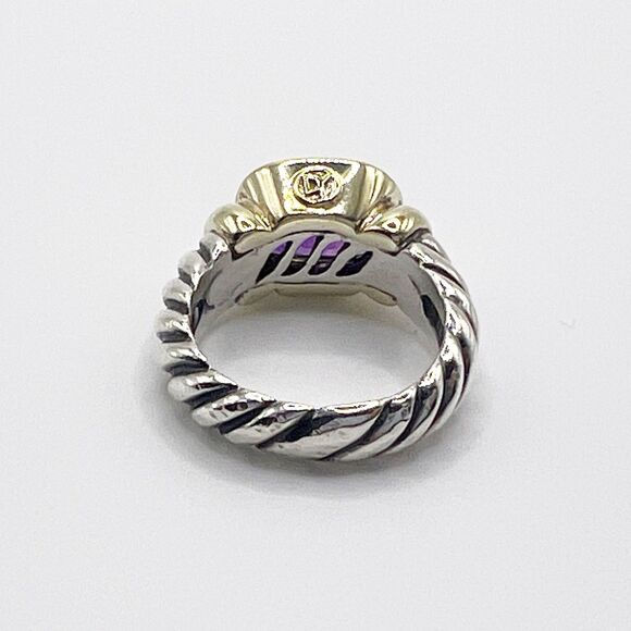 David Yurman Amethyst Noblesse Ring 14k Yellow Gold Sterling Silver Cable Size 5 - Picture 5 of 12